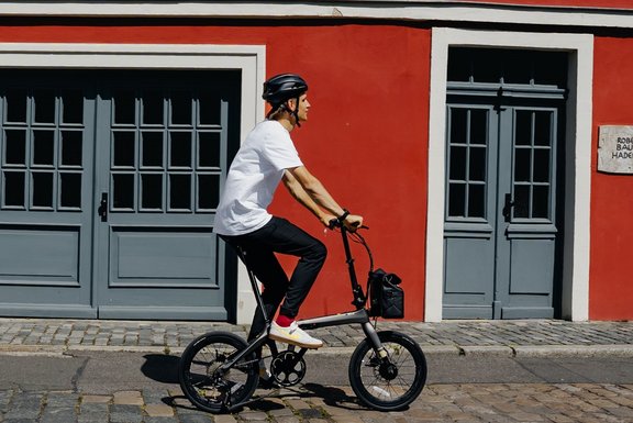 Foldable bike and red house